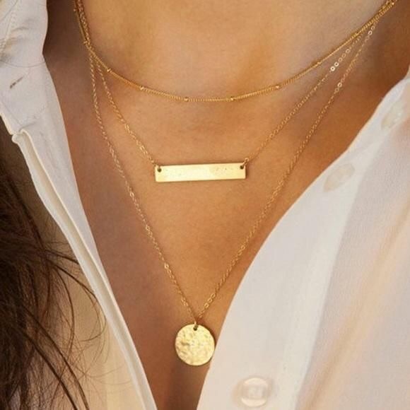 Triple Layer Bar necklace Rose G/G/Silver - Picture 5 of 5